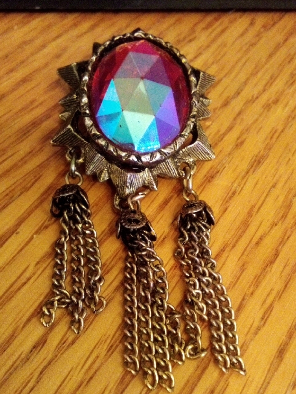 Iridescent Purple Blue Statement Pendant Necklace - Women Jewelry